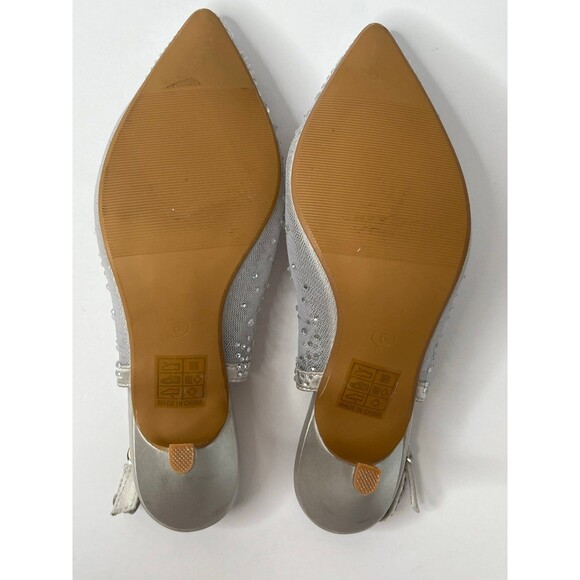 Lady Couture Lola Embellished Pointed Toe Slingback Pump Heel-Silver Size 6 #333 - Picture 9 of 12